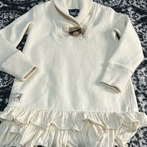 Ralph Lauren Tunic Sweatshirt dress In Ivory Toddler Ruffle Bottom Sz 2T